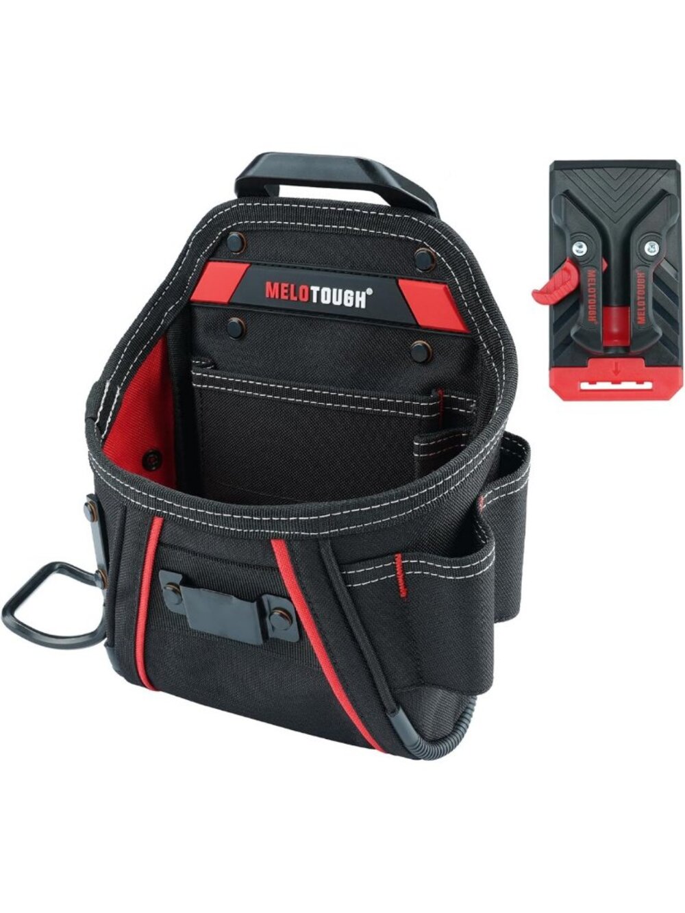 Compact Electrician Tool Pouch with Belt Clip, Hammer Loop & Nail/Screw Storage